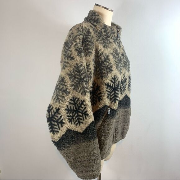 VTG 90’s Kanata Fleece Fair Isle Jacket Medium Full Zip Ski Snowflake Pockets - Picture 4 of 7